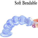 9.4Inch 6 Beads Anal Beads Anal Dildo With Strong Suction Cup Sex Toy Butt Plug Clitoral Dildo For Woman Man - Blue