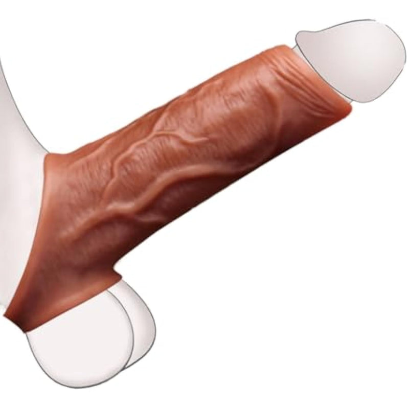 Realistic Penis Sleeve Enlarger, Cock Ring With Ultra-Soft Silicone Girth Enhancer Sleeve, Adult Sex Toys For Enlarge Prolong Pleasure, Delay Ejaculation Stronger Erection For Men Couples