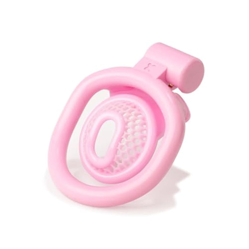 Chastity Cage Set With 4 Cock Rings, 3D Mini Honeycomb Chasity Device With Invisible Dark Lock And Keys Adult Pink Sissy Sex Toys Bdsm Penis Bondage For Mens (Pink,Generation Negative)