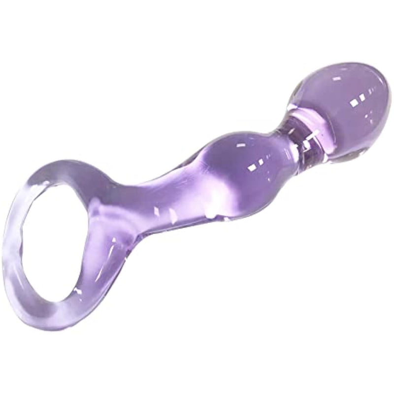 Glass Dildo Anal Beads, Crystal Anal Beads Pleasure Wand Butt Plug G-Spot P-Spot Massager Pleasure Wand Penis Anal Sex Toys For Men Women, Light Purple