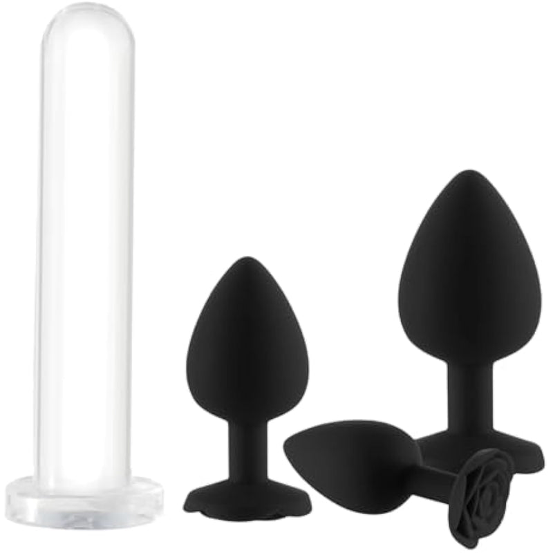Clear Anal Dildo+3Pcs Anal Plug