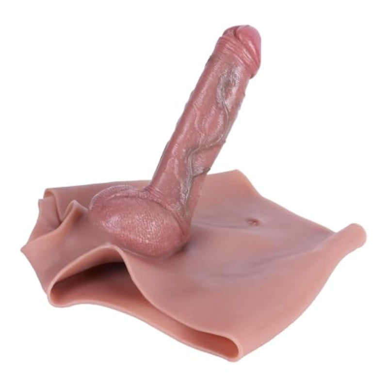 Silicone Strap-On Dildo for Transgender and Gay Couples - Realistic 9.65 Inch Penis Extension Sleeve