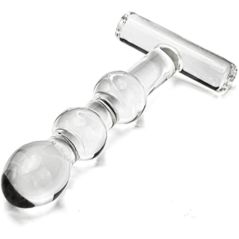 Glass Dildo Crystal G-Point Stimulation Massage Stick Anal Sex Toy, Yellow Glass Anal Butt Plug