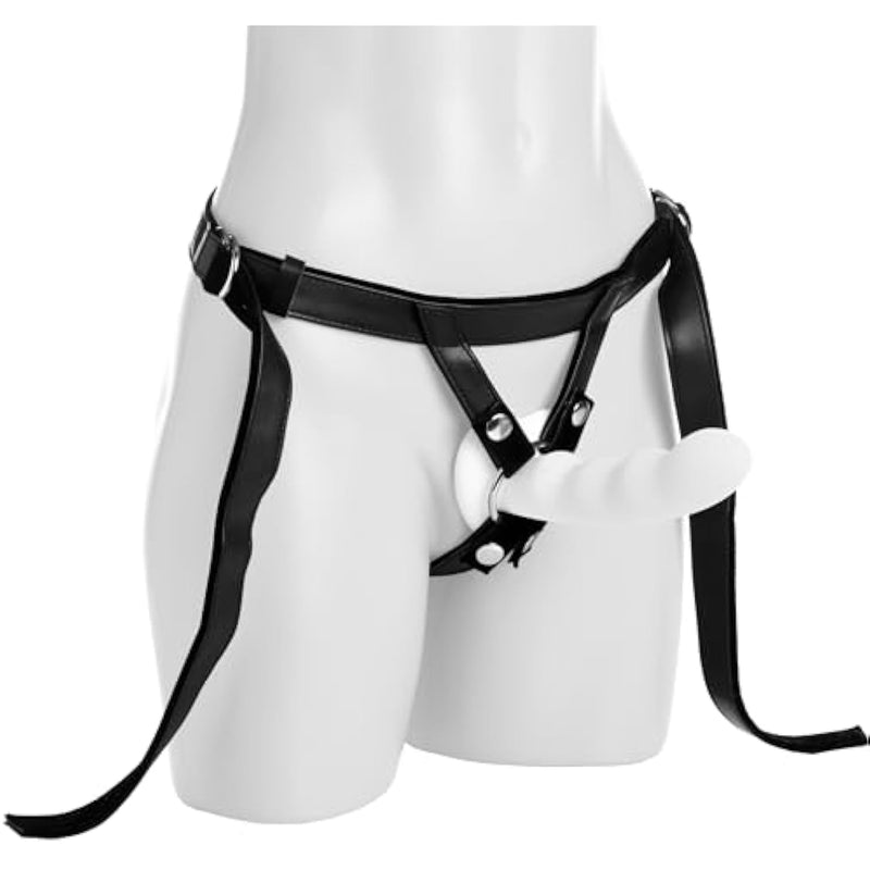 Bedroom Bliss Velvet Kiss Strap-On Harness For Men, Women & Couples. Fully Adjustable Strap With Soft Velvet Lining. Vegan Friendly Faux Leather. Includes 3 O-Rings. 4 Piece Set, Black