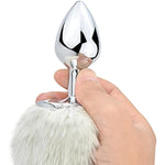 Bunny Tail Anal Plug, Metal Butt Plug With White Fluffy Rabbit Tail For Anal Sex Toys For Women Fun Sex Games (Medium)