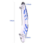 Big Double-Ended Dildos,10 Inch Clear Glass Blue Stripes Adult Sex Toys For Women
