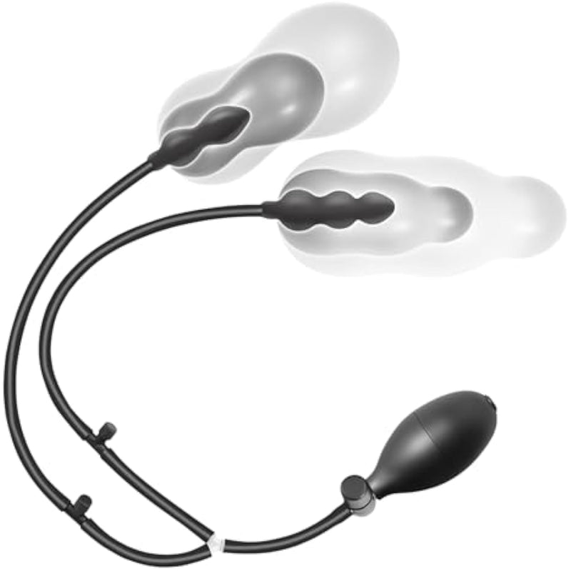 Expand Inflatable Double Anal Plugs Silicone Butt Plug With Long Inflatable Tube For Easy Use Adjustable Size Anal Sex Toy For Gay Lesbian Couple Play