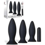 Rechargeable Vibrating Anal Trainer Kit, 3 Piece Silicone Butt Plug Set, Small Medium Large Plugs For Beginners And Advanced, 9 Function Waterproof Anal Toy, Usb Rechargeable Bullet Vibe