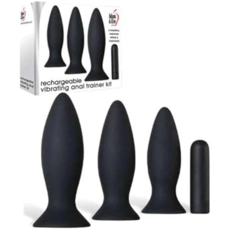 Rechargeable Vibrating Anal Trainer Kit, 3 Piece Silicone Butt Plug Set, Small Medium Large Plugs For Beginners And Advanced, 9 Function Waterproof Anal Toy, Usb Rechargeable Bullet Vibe