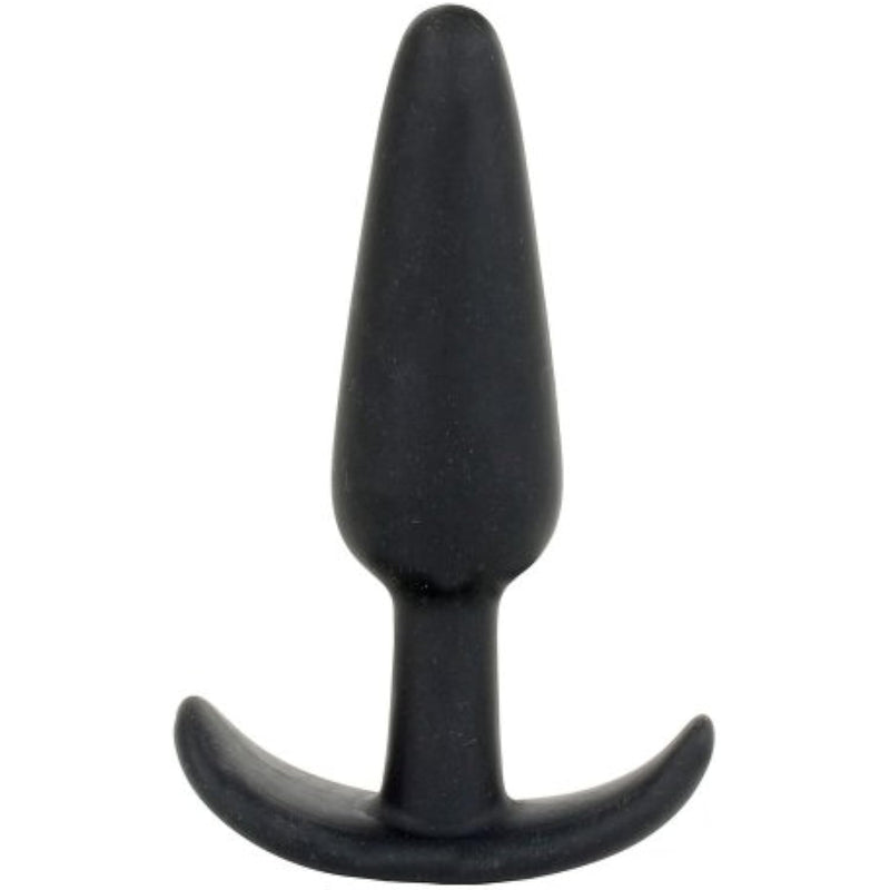 Doc Johnson Mood - Naughty 1 - Silicone Anal Plug - Small - 3.3 in. Long and 0.8 in. Wide - Tapered Base for Comfort Between The Cheeks - Small - Black