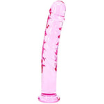 Glass Dildo Anal Butt Plug, Pink Style Sensuality Crystal Personal Massagers Adult Sex Toys (7.5In Round Base)