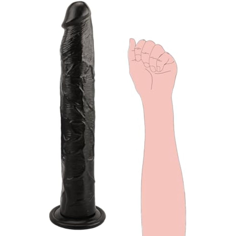 Realistic Dildo With Small Glans, Balls-Free 13.4 Inch Big Dildo Black Jelly Dildo With Strong Suction Cup, Adult Product Sex Toy For Women