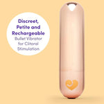 Glow Up Bullet Vibrator - 3 Inch Easy To Use Mini Bullet Massager - 10 Function Bullet Vibrator For Women - Rechargeable & Waterproof - Rose Gold