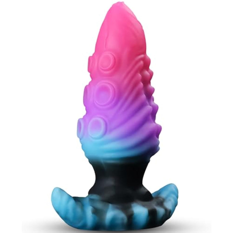 6" Large Butt Plug Anal Strecher Trainer, Silicone Huge Buttplug With T Base, Fantasy Anal Plug Prostate Massager, Wearable Tentacle Dildo With Knot, Rainbow Sex Toy For Men Women Couple