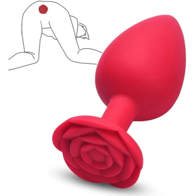 Anal Plug Butt Plug Rose Sex Toy For Adults Women Men Silicone Anal Training Toy Prostate Massager For Female Male Anal Stimulator Comfortable Long-Term Wear