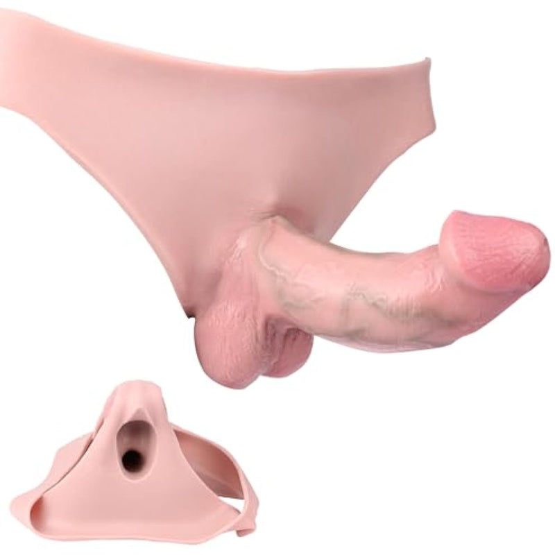 Harness Strap-On Dildo, Realistic Penis Sleeve Extender Cock Sleeves, Silicone Wearable Dildo Pants Anal G-Spot Stimulator Sex Toys Strap On For Men Gay Lesbian Couples