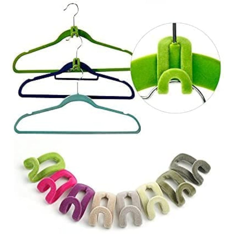 40Pcs Clothes Hanger Connector Velvet Hooks, Mini Flocking Clothes Rack Hanger H