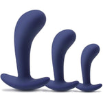 Butt Plugs Kits Adult Silicone Anal Plug 3 Pcs Beginners Male Female Sex Toys Training Set (Deep Blue)