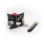 Bondage Collar With Ball Gag Leather Chain Adjustable Restraints Chokers Women Couples Bedroom Sex Toys