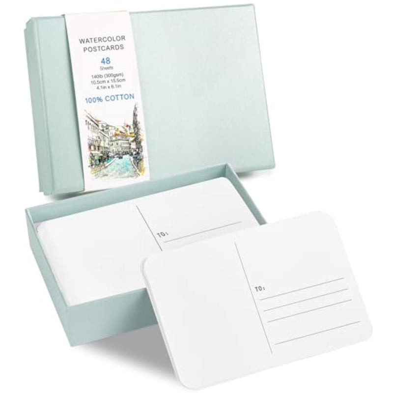 Watercolor Postcards 48 Sheets 4x6 In 140Lb 300Gsm Green
