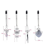 Silver Butterfly Pendant Bell Nipple Clamps, Adjustable Breast Nipple Clamps, Papilla Straighteners Corrector Nipple Shield Nipple Clamps Adjustable Breast Clamps (A)