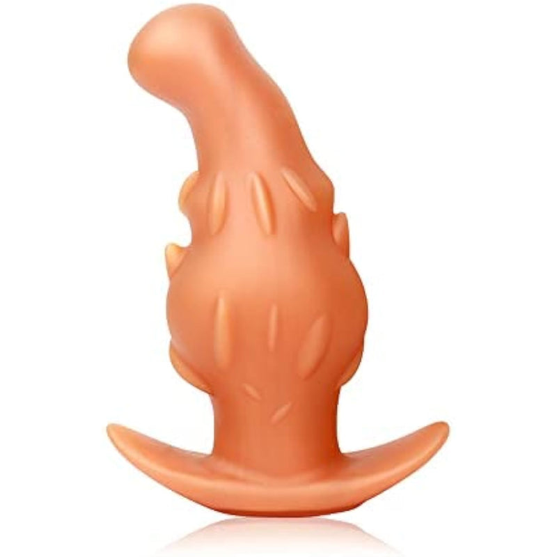 Pitaya Anal Plug, Super Soft Butt Plug, Fruit Dildo, G-Spot Orgasm Masturbation Device, Anal Training Device, Training Sex Toys With T-Shaped Base For Men And Women Silicone Gold (S)