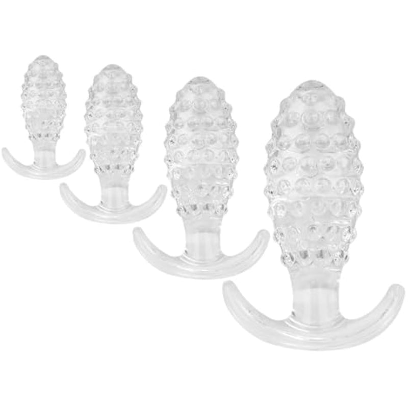 4Pcs Anal Training Kit Analplug Butt Plugs Set For Men Massage Prostate Wearable Anal Dilator Adult Sex Toys Massage For Women G Spot (Transparent)