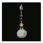Wearable Tail Anal Plug Cute Plush Ball With Lamp, Cosplay Game Accessorie Luminous Anal Plug Sex Toy With Bell(Yellow,L)