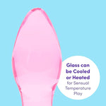 Full Bloom Rose Butt Plug - 4 Inch Glass Anal Plug - Hypoallergenic Waterproof Anal Toy - Pink