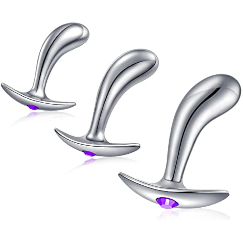 Anal Plug Trainer Kit With Flared Base Metal Butt Plugs Prostate Massage Temperature Stimulation Buttock Plug Trainer Adult Sex Toys For Men Women