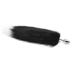 Sexy Fox Tail Cosplay Anal Butt Plug, Faux Fur Tail Stainless Steel Anal But Plug, Adult Games Sm Anal Sex Toys For Begainners Women Men Couples (White With Black)