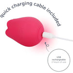 Rose Toy Vibrator For Women, Clitoral Stimulator Made Of Body-Safe Silicone, Waterproof, Usb Rechargeable And 10 Pulsing Settings, Red