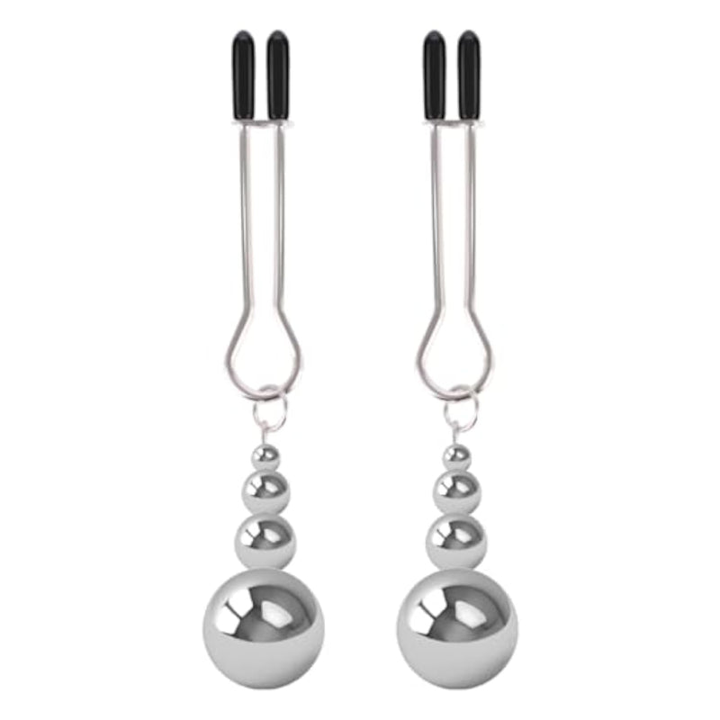 Adjustable Metal Nipple Clamps with Gourd Pendant for Couples - Non-Piercing Adult Sex Toys