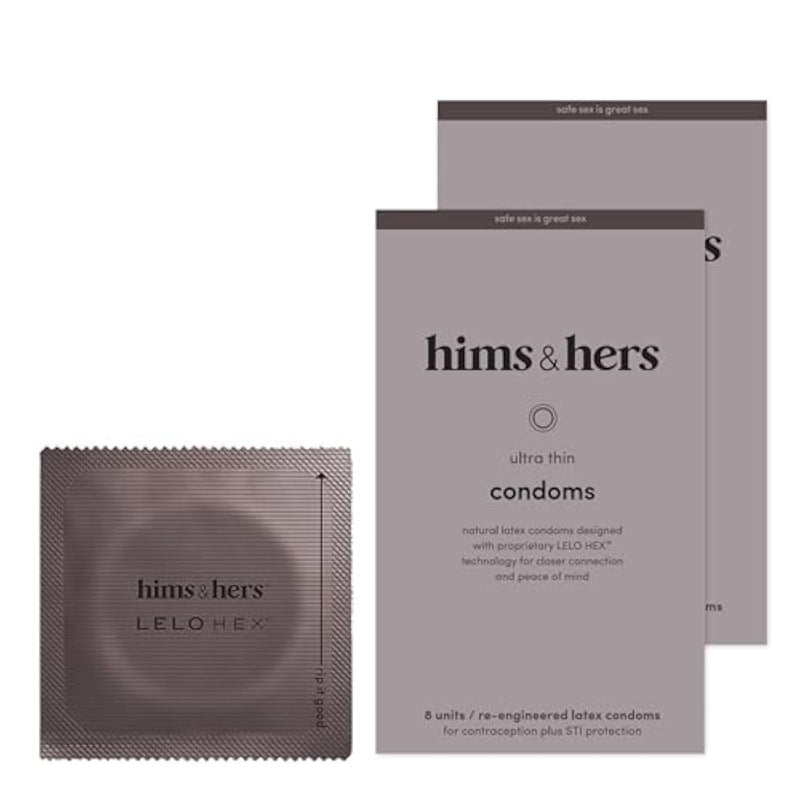 Ultra-Thin Condoms For Maximum Sensitivity - Unique Hexagon Shape For A Stronger And Barely-There Feeling - Lightly Lubricated Natural Latex Condoms - 2 Pack, 16 Count