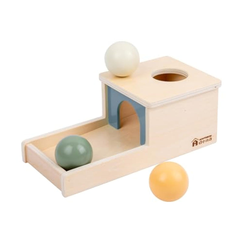 Wooden Toy For 6-12 Month Baby 3 Balls, Object Permanence Box With Tray Colorful Learning Education Toy For Toddler Kid 1-2 Year Old, Preschool Developmental Girl And Boy Gift