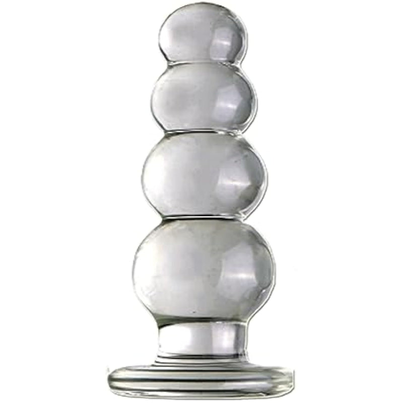 Glass Dildo Butt Plug, Crystal Glass Anal Plug Transparent Anal Beads With Round Base G Spot Stimulation Massager Pleasure Wand Penis Masturbation Anal Sex Toys For Couple Women Men (4 Ball)