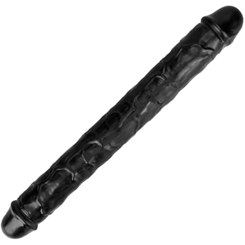 11.8 * 1.37 Inches Double Dildo Crystal Jelly Realistic Anal Long Dildo Penis Soft And Flexible With Veins And Glans Adult Sex Toys For Women/Men/Lesbian Black