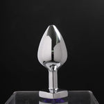 Anal Butt Plug, Heart Shaped Anal Trainer Jewel Butt Plug, G Spot Stainless Steel Personal Massager Butt Plug For Women Men And Couples(Purple, L)