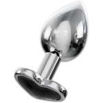 Jewelled Butt Plugs By Stainless Smooth Metal Anal Plug Adult Sex Toys Velvet Bags 3 Size Pack (Heart Black)