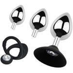Metal Anal Trainer Set 3 Pcs Replaceable Base Anal Plugs With Different Sizes Jewel Butt Plug Anal Sex Toy Suitable For Beginners For Anal Training