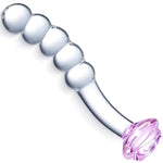 8" Glass Dildo,Rose Anal Beads Butt Plug,Crystal Glass Beads Anal Plug, Prostate Massager G Spot Stimulation Pleasure Stick, Anal Trainer Adult Sex Toys And Games For Men And Women Couples