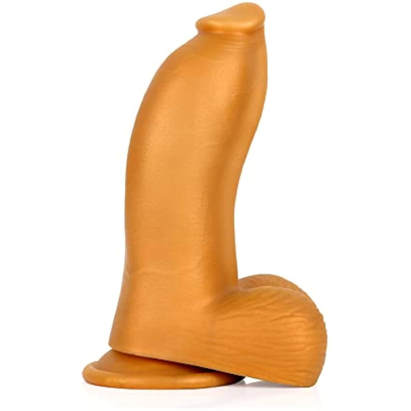 Realistic Dildo With Powerful Sucker Base, Liquid Silicone Thick Dildo Penis Soft Skin-Friendly G-Spot Giant Dildo With Thick And Rough Testicle Base (M)