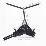 BDSM Y-Shape Harness Bondage Kit with Adjustable PU Leather Head Mask and Red Mouth Gag for Couples