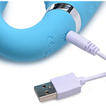 Strap-U Mighty Rider 10X Vibrating Silicone Strapless Strap-On - Blue