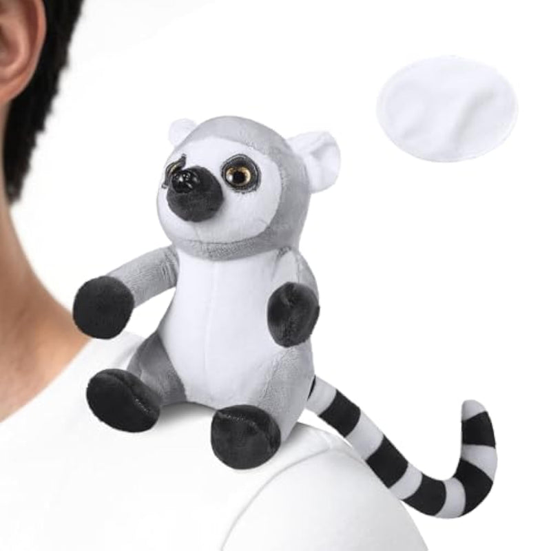 Lemur Stuffed Animals, Magnetic Shoulder Ring-Tailed Lemur Plush Toy Companion For Boys And Girls, 5 Inches Tall