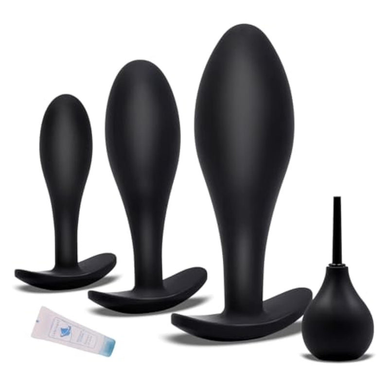 4Pcs Silicone Anal Plug Training.Set With Flared Base Prostate Sex Toys For Suitable Beginners Advanced Users Comfortable Long-Term Wear,Men Or Women Pleasure,Adult Sex Toy &Game