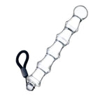 Anal Beads Glass Dildo With Pull Rope 7.67" Anal Butt Plug With 6 Beads Anal Sex Toy For Men Women Couple Masturbating