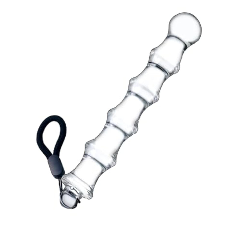 Anal Beads Glass Dildo With Pull Rope 7.67" Anal Butt Plug With 6 Beads Anal Sex Toy For Men Women Couple Masturbating