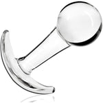 Glass Anal Plug With Curved Based For Comfortable Long Term Wear Transparent Butt Plug Prostate Massager Sex Toy With Long Stem For Women Men Masturbation