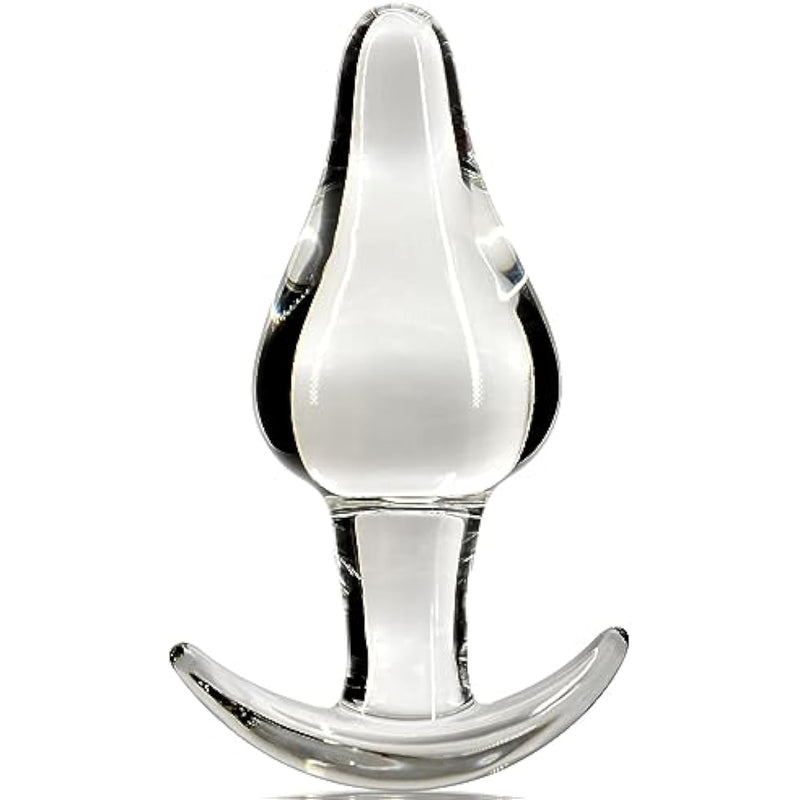 Anal Plug Glass Butt Plug For Comfortable Wear Prostate Massager Sex Toy With Curved Base And Tapered Tip For Men Women Masturbation (L)